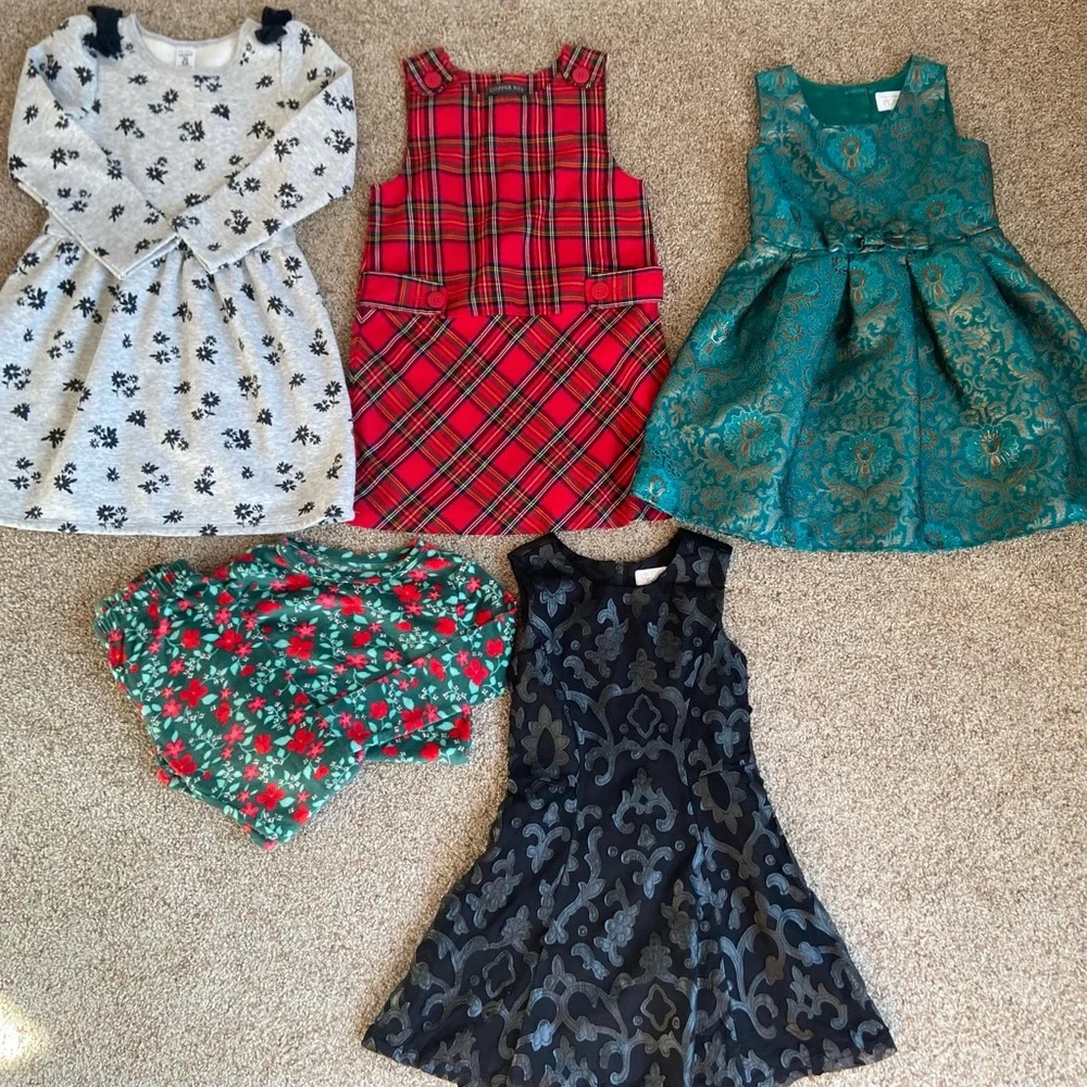 Girls size 5/5T holiday dresses and pj set